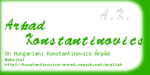 arpad konstantinovics business card